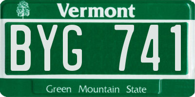 VT license plate BYG741