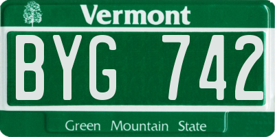 VT license plate BYG742