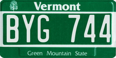 VT license plate BYG744
