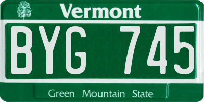 VT license plate BYG745