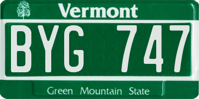 VT license plate BYG747