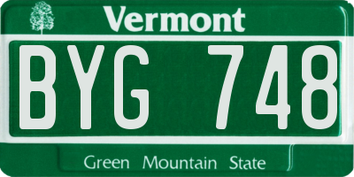 VT license plate BYG748