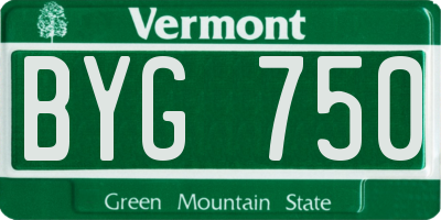 VT license plate BYG750