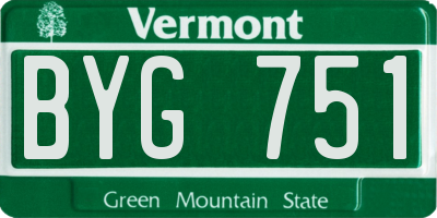 VT license plate BYG751