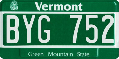 VT license plate BYG752