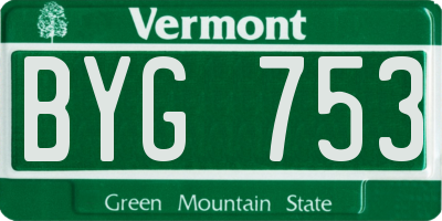VT license plate BYG753