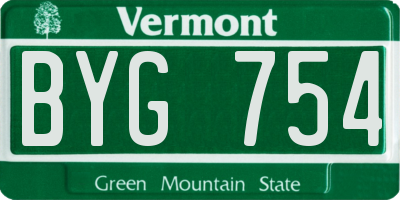 VT license plate BYG754