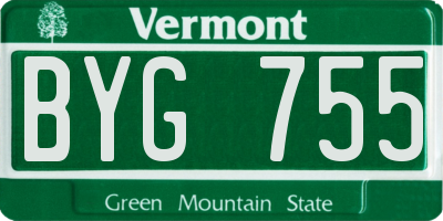 VT license plate BYG755