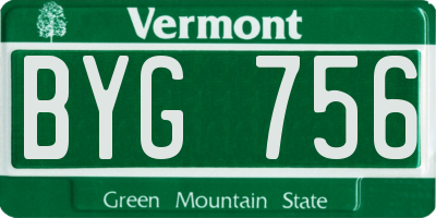 VT license plate BYG756