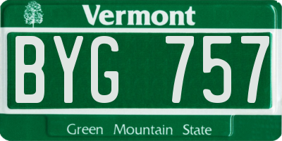 VT license plate BYG757