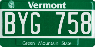 VT license plate BYG758