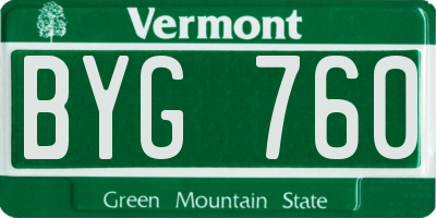 VT license plate BYG760