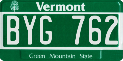 VT license plate BYG762