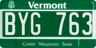 VT license plate BYG763