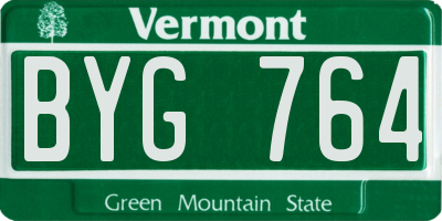 VT license plate BYG764