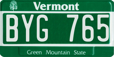 VT license plate BYG765