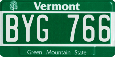 VT license plate BYG766