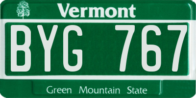 VT license plate BYG767