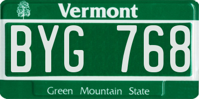 VT license plate BYG768