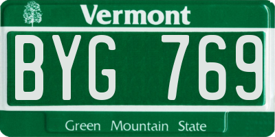 VT license plate BYG769