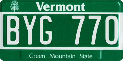 VT license plate BYG770