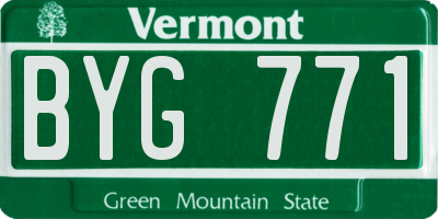 VT license plate BYG771