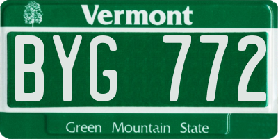 VT license plate BYG772