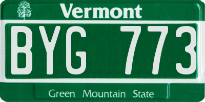 VT license plate BYG773