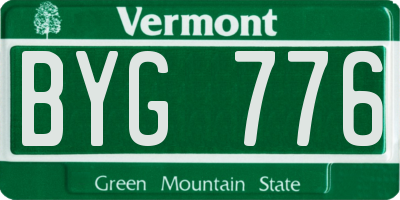 VT license plate BYG776