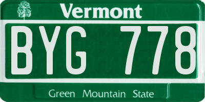 VT license plate BYG778