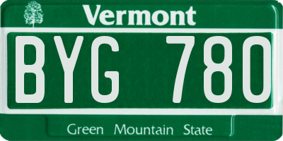 VT license plate BYG780