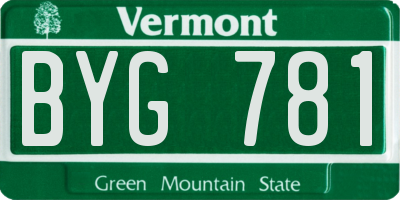 VT license plate BYG781