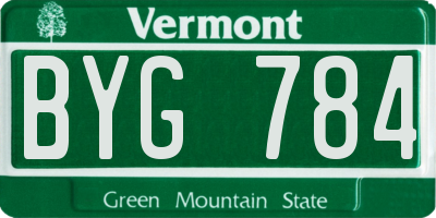 VT license plate BYG784