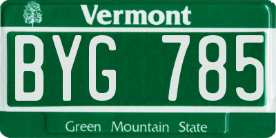 VT license plate BYG785