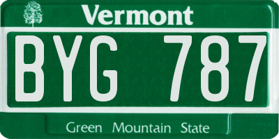 VT license plate BYG787