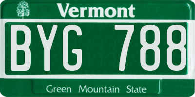 VT license plate BYG788