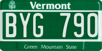 VT license plate BYG790
