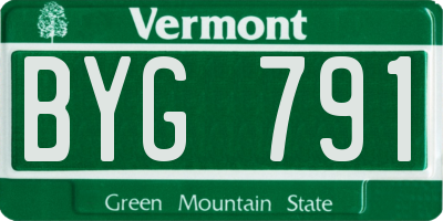 VT license plate BYG791