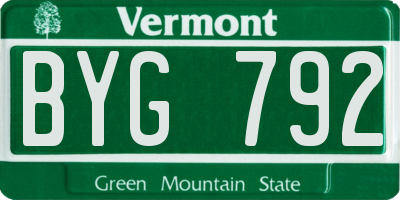 VT license plate BYG792