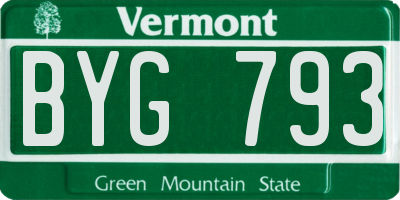VT license plate BYG793