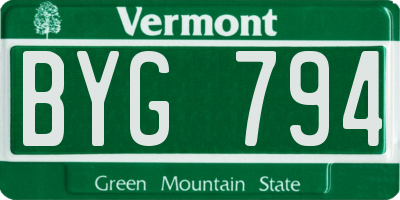 VT license plate BYG794