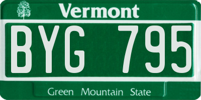 VT license plate BYG795