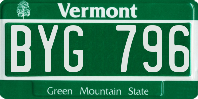 VT license plate BYG796