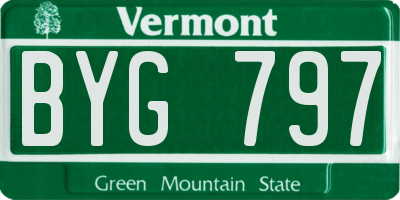 VT license plate BYG797