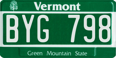 VT license plate BYG798