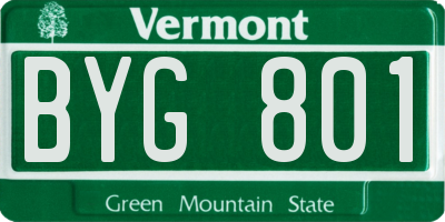 VT license plate BYG801