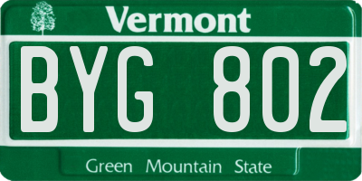 VT license plate BYG802