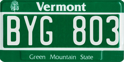 VT license plate BYG803