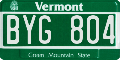 VT license plate BYG804