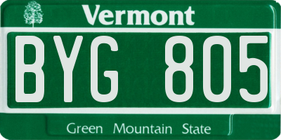VT license plate BYG805